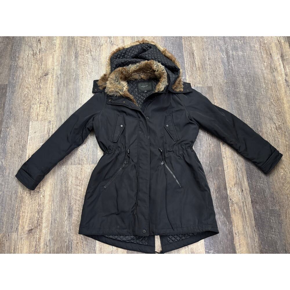 Marc New York Andrew Marc Black Faux Fur Trim Hooded Parka Jacket XL RN 54163